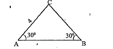 In triangle ABC, /A= /B = 30^@,AC= 4 centimetres What is the length of BC.