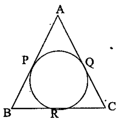 In the figure a circle touches the sides of ? ABC at P, Q, R. If AB=AC then prove that BR=CR Why is AP=AQ?
