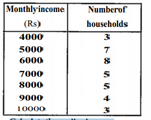 35 households in a neighbourhood are sorted according to their monthly income in the table below.Calculate the median income.  .