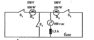 Observe the diagram and answer the questions below.   What change will happen to the circuit when S3 is switched on ?