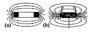 Observe the depiction of magnetic fields of two types of magnets.  The magnetic field of which magnets are depicted ?