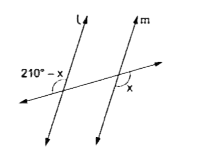 निम्नांकित में x का मान निकालें यदि l ||m हों।