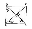 निम्नांकित प्रत्येक आकृति में ABCD एक समचतुर्भुज है। प्रत्येक में x तथा y के मान ज्ञात कीजिए।