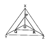 P.Qऔर R क्रमशः XO, YO और ZO के मध्यबिंदु हैं, जैसा कि आकृति में दर्शाया गया है। यदि PQ =4cm, QR = 6 cm तथा PR=8 cm है, तो Delta XYZ की भुजाओं की लंबाइयाँ ज्ञात कीजिए।