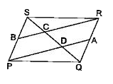 संलग्न आकृति में, PQRS एक समांतर चतुर्भुज है, जिसमें A और B क्रमशः भुजाओं OR और PS के मध्यबिंदु हैं। PA और - RB, विकर्ण Qs को क्रमशः D और C पर प्रतिच्छेद करते हैं। यदि Qs = 12 cm है, तो CD की लंबाई ज्ञात कीजिए।