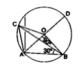 दी गई आकृति में,  angle AOB = 90^(@)  तथाangleABC = 30^(@)  है तब, angleCAO = ?