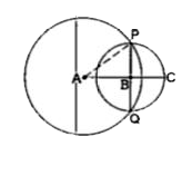 दी गई आकृति में, A और B क्रमशः 5 cm तथा 3cm त्रिज्या वाले वृत्तों के केंद्र हैं जो बिंदुओं P तथा Q पर प्रतिच्छेद करते हैं। यदि AB = 4 cm हो, तो उभयनिष्ठ जीवा PQ की लंबाई है