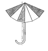 कपड़े के 12 त्रिभुजाकार टुकड़ों को सीकर एक छाता बनाया गया है। प्रत्येक टुकड़े की माप (50 cm xx 20 cm xx 50 cm) है। छाते में कुल कितना कपड़ा लगा है?