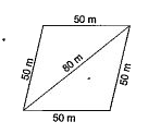 एक समचतुभुर्ज का क्षेत्रफल ज्ञात कीजिये , जिसका परिमाप 200 मीटर है तथा एक विकर्ण 80 मीटर है।