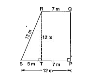 दिए गए समलंब PQRS में RQ || SP तथा PQ bot SP इस प्रकार है की RQ = 7m, Rs = 13 m तथा  SP = 12 m है।  इसका क्षेत्रफल ज्ञात कीजिये।