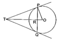 संलग्न आकृति में, 10 cm त्रिज्या के एक वृत्त की 16 cm लंबी एक जीवा PQ है। P और पर की स्पर्शरेखाएँ परस्पर एक बिंदु T पर प्रतिच्छेद करती हैं। TP की लंबाई ज्ञात कीजिए।