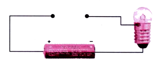 चित्र  में दिखाए गए विद्युत परिपथ में लगे तारों के स्वतंत्र सिरों को एक पदार्थ से जोड़ देने पर देखा गया कि बल्ब दीप्तिमान हो  उठता है। वह पदार्थ विद्युत-चालक है अथवा विद्युत-रोधक? समझाकर लिखें।
