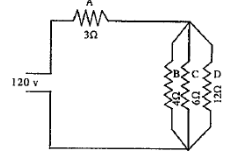 With reference to the circuit shown in Fig.  find the following:   Potential difference across the parallel.