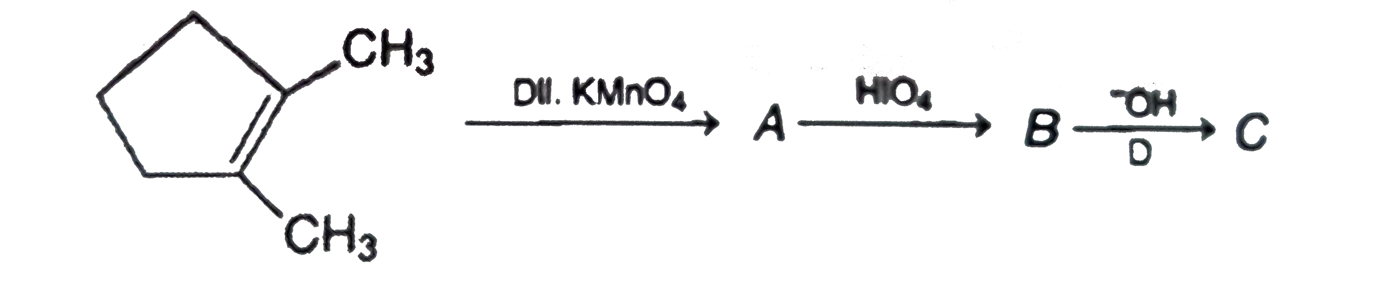 Select the missing compounds for the given reaction      Identify A,B and C for the above reaction and choose the correct option.