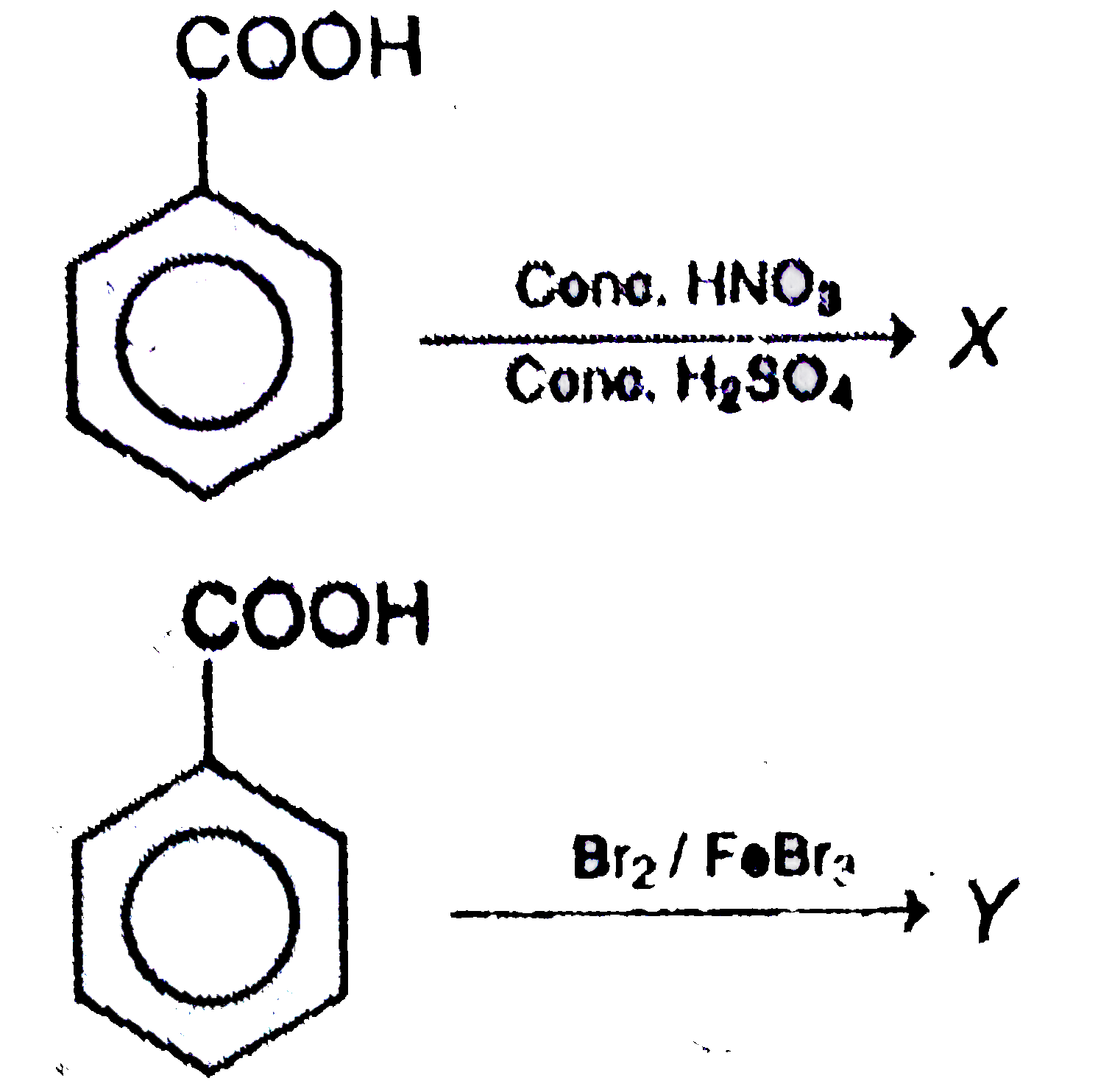 In the given reactions:      Identify X and Y for the above reaction,