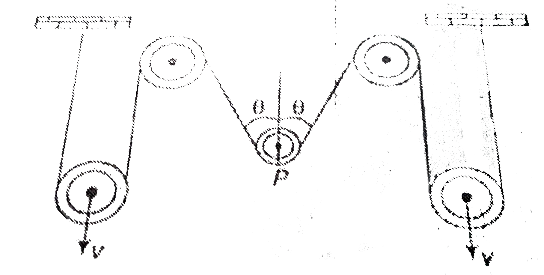 In the arrangement shown in figure, the ends P and Q of an inextensibl