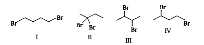निम्नलिखित में से कौन डाइब्रोमाइड (dibromide) निराकरण (Elimination) के पश्चात् 2-ब्यूटाईन (2-butyne) बनायेगा?