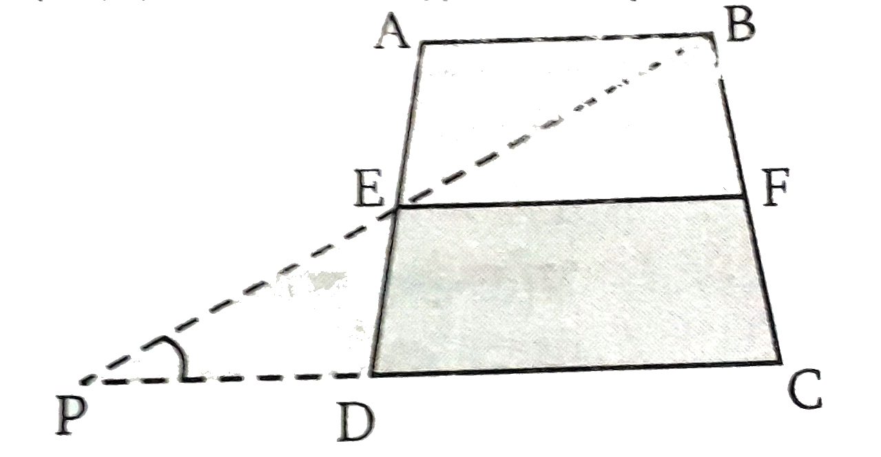 E व F क्रमशः समतल चतुर्भुज ABCD की असमान्तर भुजाओं के मध्य बिन्दु है। सिद्ध कीजिए की   (i) EF||AB       (ii) EF=(1)/(2)(AB+CD)