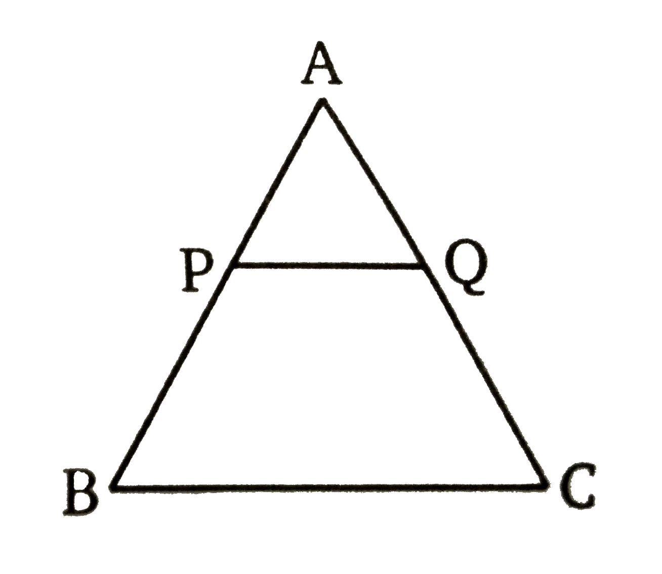 दी गई आकृति में,  PQ||BC तथा AP : PB = 1 :2 हो तो    ((triangle APQ)
