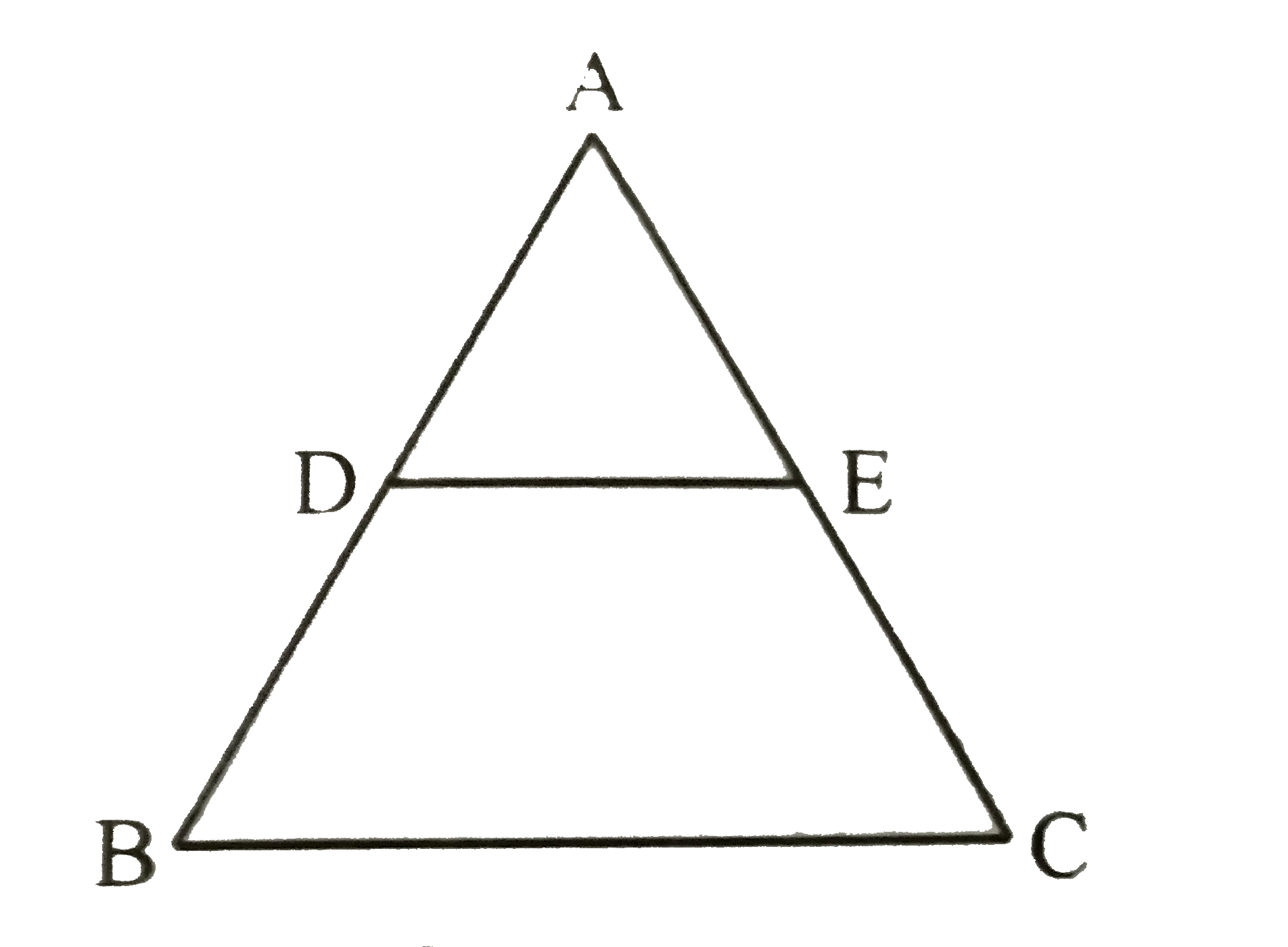 दी गई आकृति में DE।।BC तथा (AD)/(DB) = (3)/(5) है यदि AC = 4.8 सेमी है तो AE  ज्ञात कीजिए ।