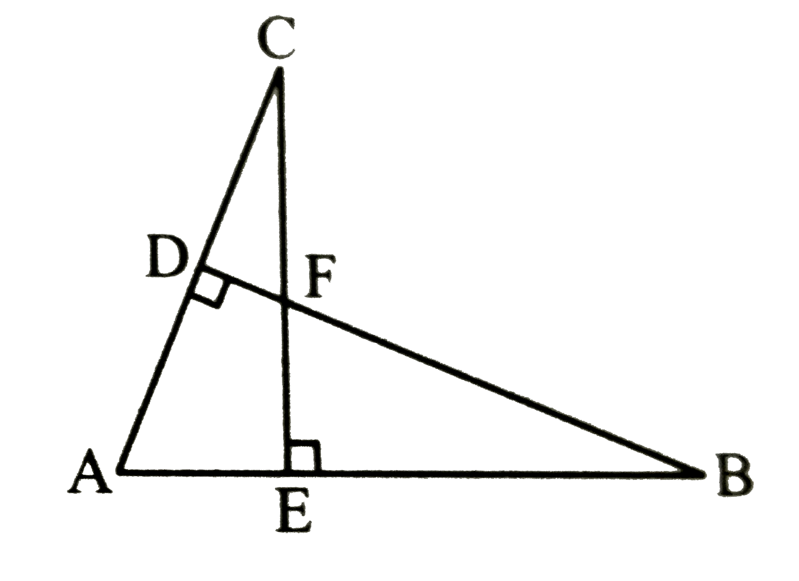 दी गई आकृति में, यदि BD bot AC तथा CE bot AB है तो सिद्ध कीजिए :      (i) triangleAEC ~ triangleADB   (ii) (CA)/(AB) = (CE)/(DB)