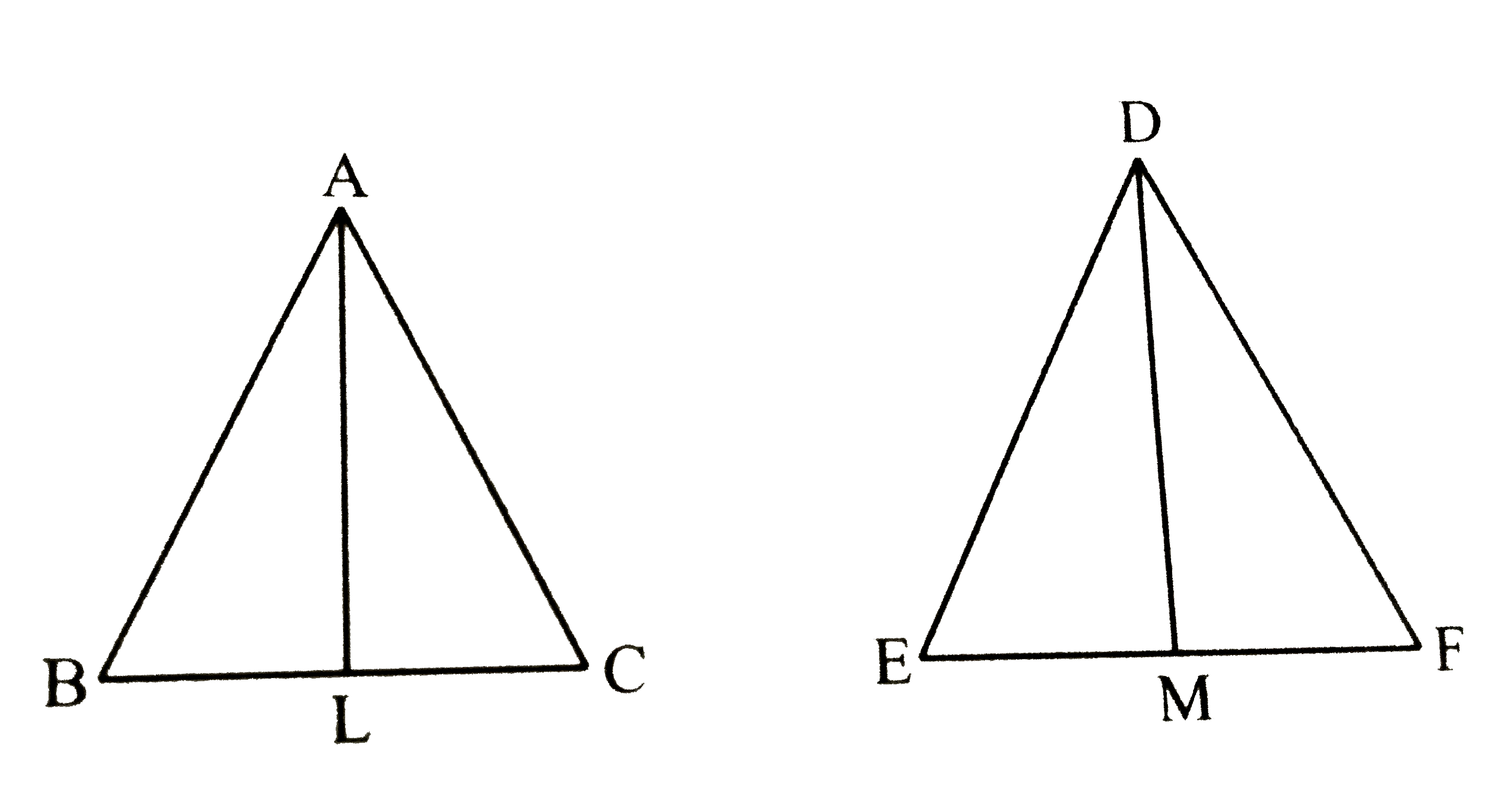 दो समद्विबाहु त्रिभुजों की शीर्षकोण समान है और उनके क्षेत्रफलो के अनुपात 16 : 25 है तो उनकी संगत ऊँचाइयाँ के अनुपात ज्ञात कीजिए |