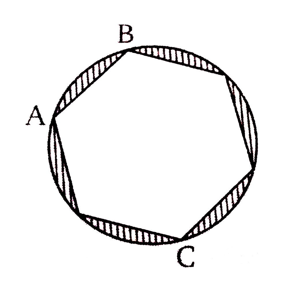 एक गोल मेजपोश पर छः समान डिजाईन बने हुए है जैसे कि चित्र में दर्शाया गया है यदि मेजपोश की त्रिज्या 35 सेमी है तो डिजाईन का कुल क्षेत्रफल ज्ञात कीजिए ।(sqrt(3)=1.732,pi=3.14)