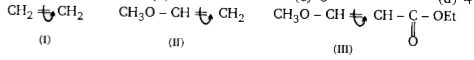 Which of the following orders of rotation barrier about the C = C bond, as indicated, is correct?