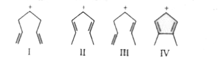 The stability order of the following carbocations is: