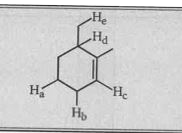 Consider the molecule shown below and answer with respect to Ha rarrHe      Identify the type of H-atom ( 1^@, 2^@, 3^@ alkyl, vinyl or allyl)