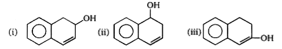 Compare rate of dehydration of (i), (ii) and (iii) by conc. H2 SO4