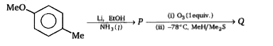 The products P and Q in the following sequence of reactions, are