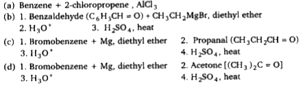 Which sequence of steps describes the best synthesis of 2-phenylpropene ?