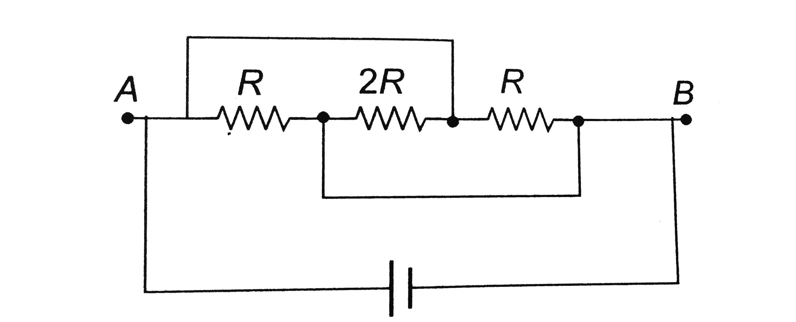 In the figure shown the current flowing 2 R is: