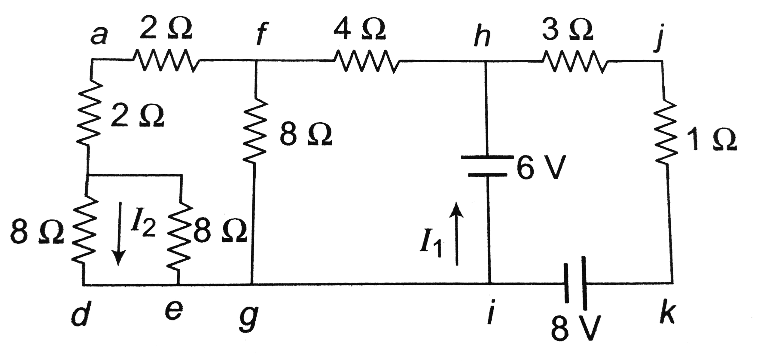 The circuit is shown in figure. The ratio of current i(1) // i(2) is