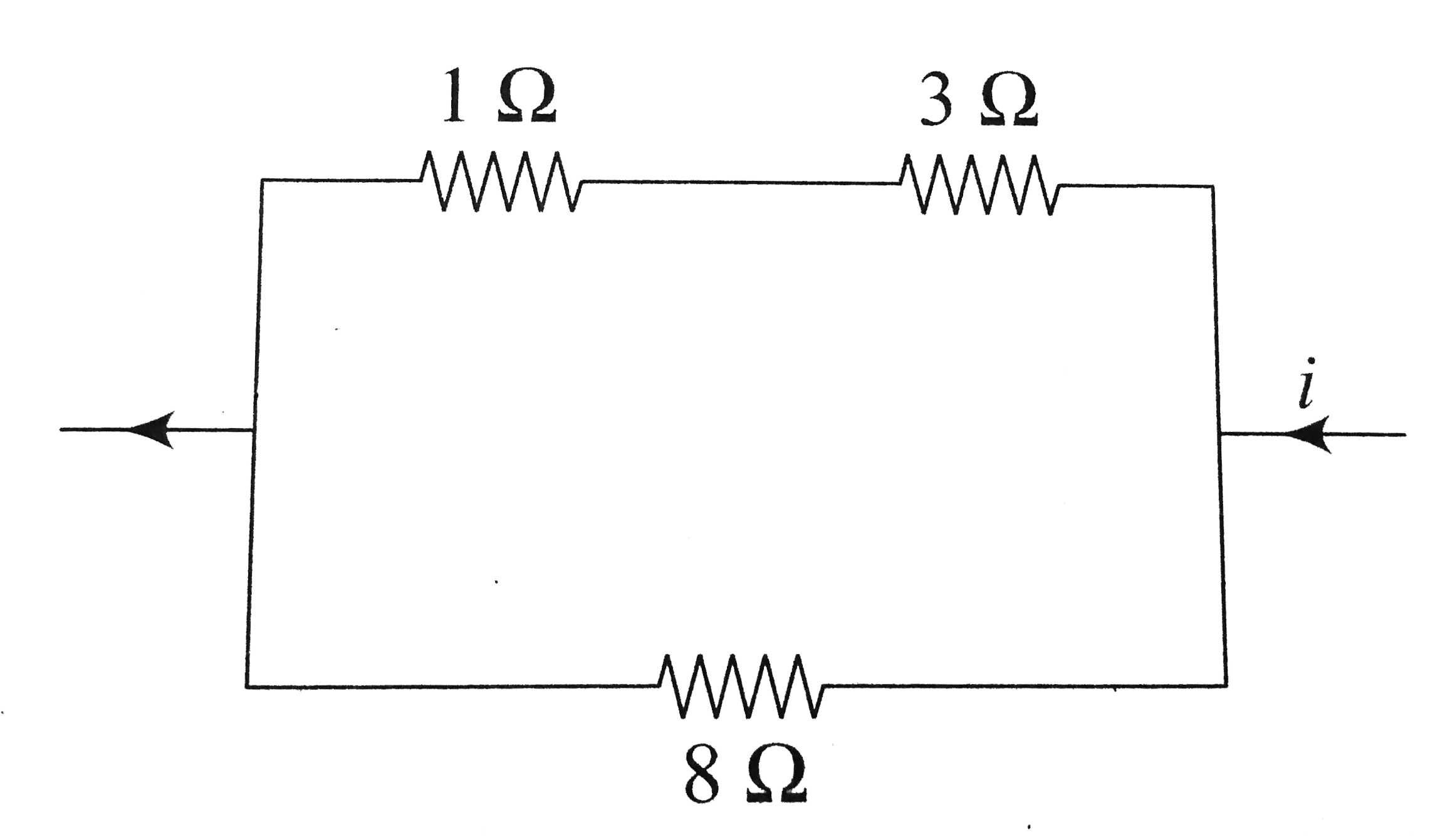 Power dissipated across the 8 Omega in the circuit shown here is 2 W. The power dissiated in watt units across the 3 Omega is