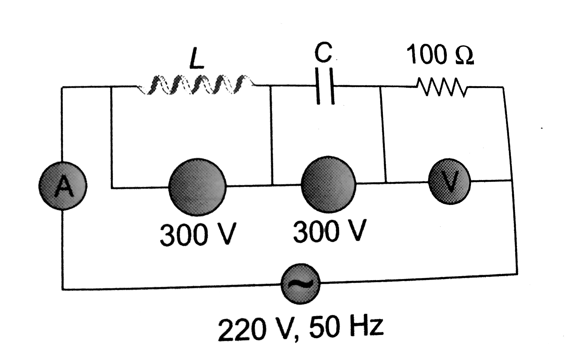 In the circuit shown below, what will be the reading of the voltmeter and ammeter?