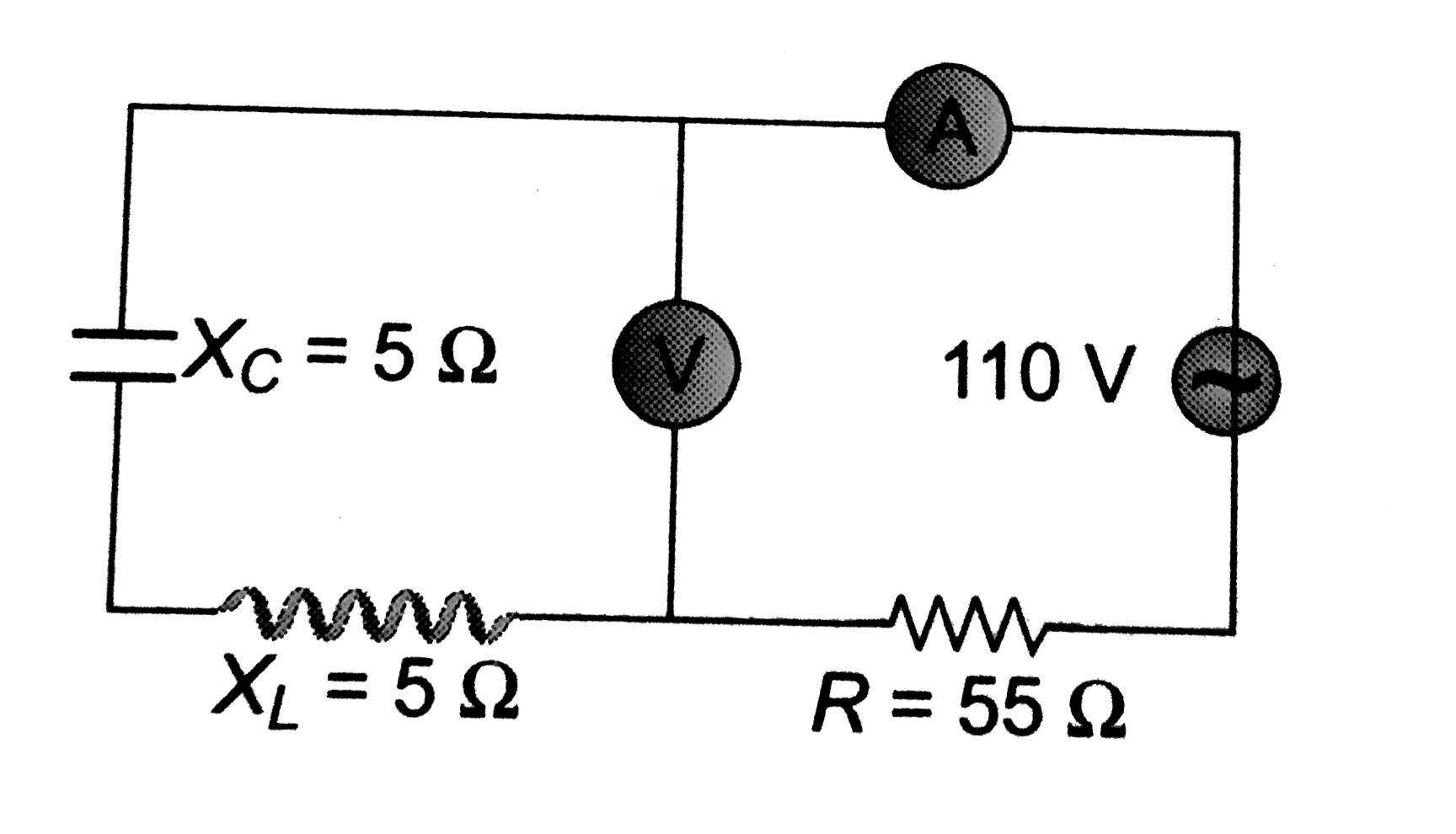 The reading of ammeter in the circuit shown will be