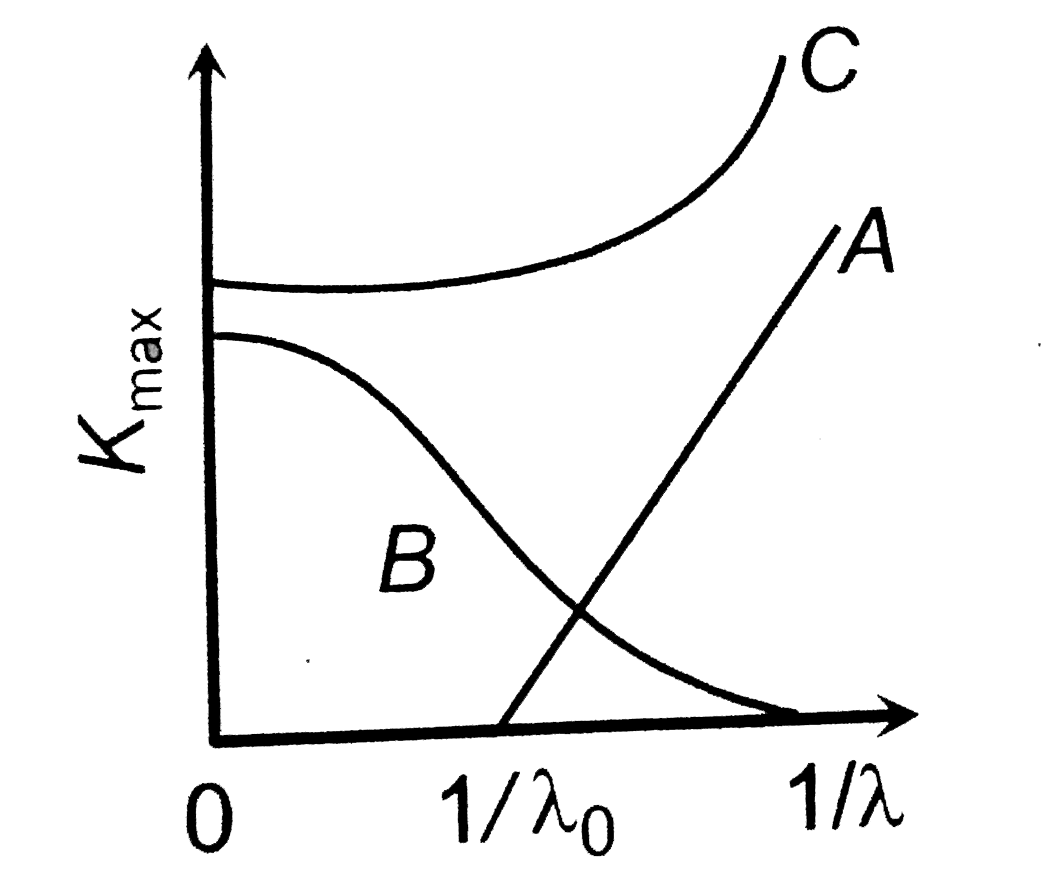 The correct graph between the maximum energy of a photoelectron and the inverse of wavelength of the incident radiation is given by the curve