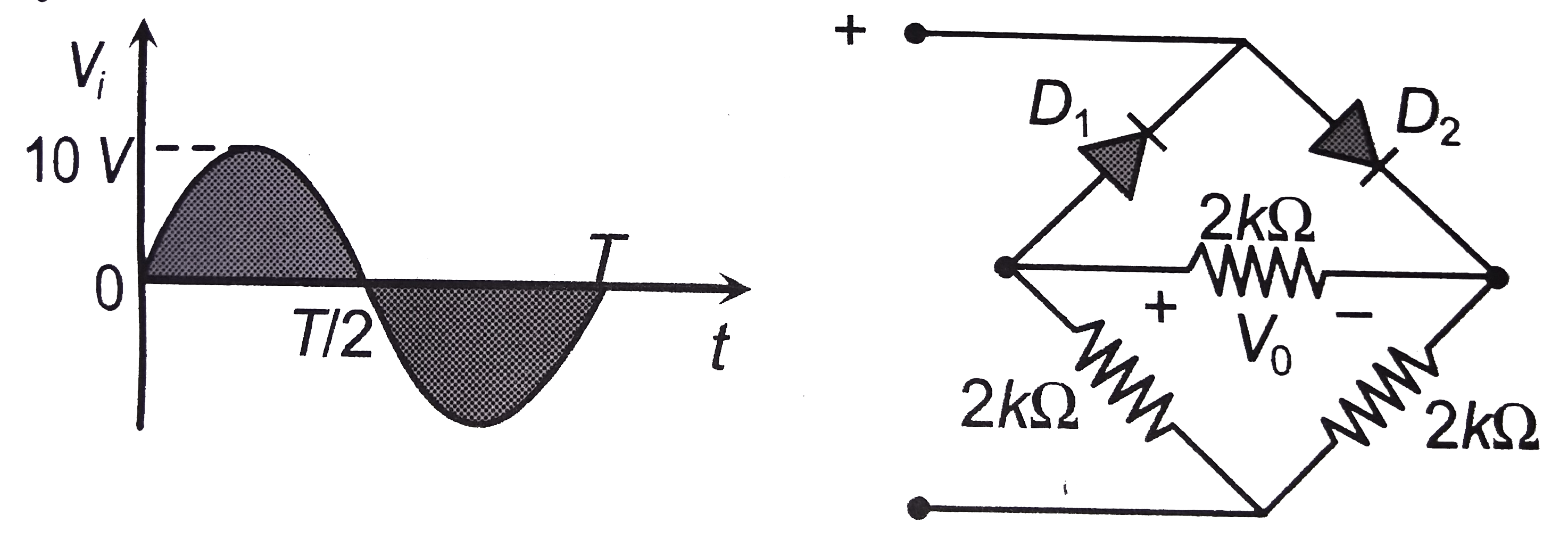 In the circuit shown in figure the maximum output voltage V(0) is