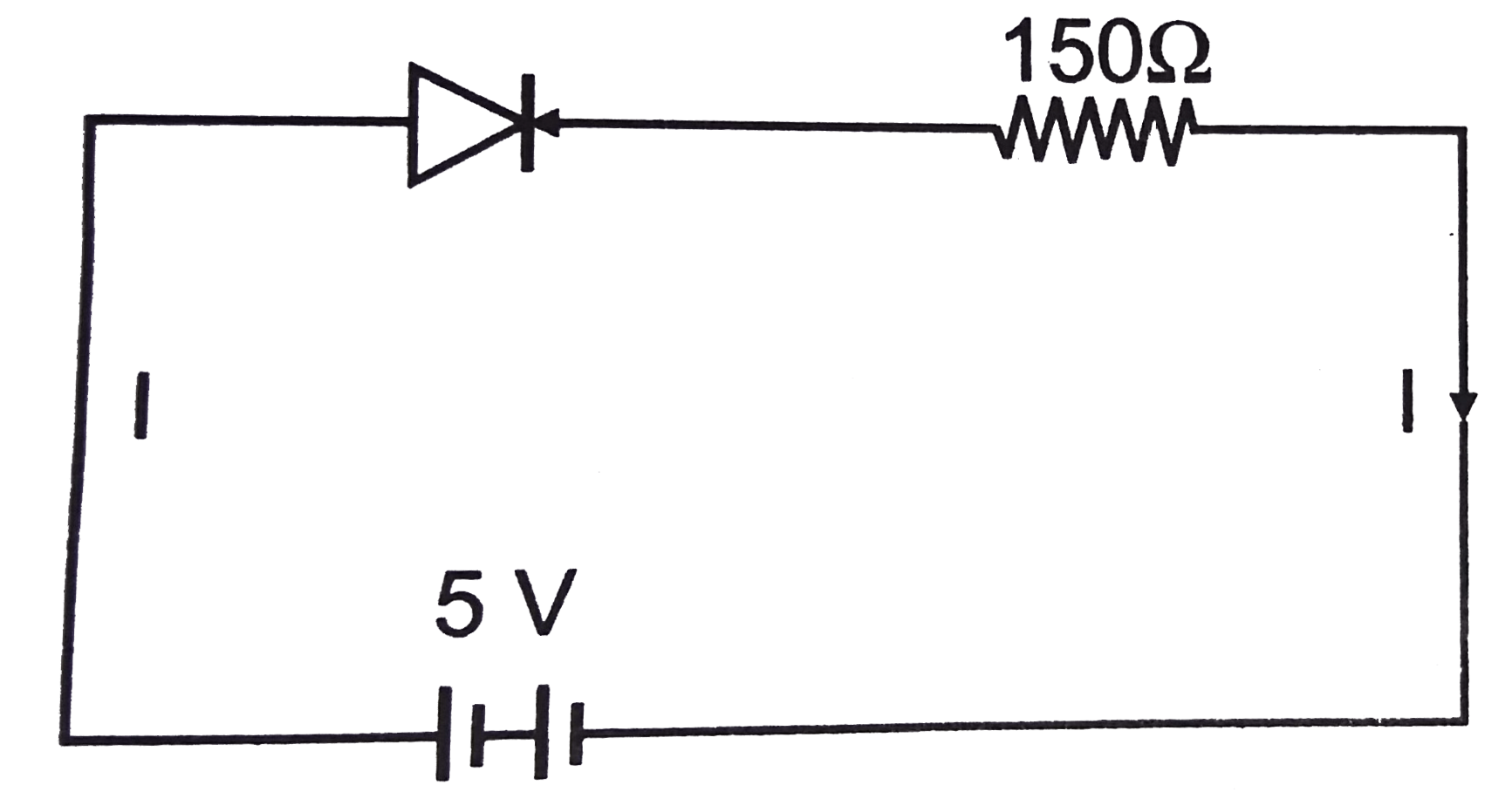 The potential barrier developed in the diode of figure is 0.5 V. The current in the diode is current in the diode is