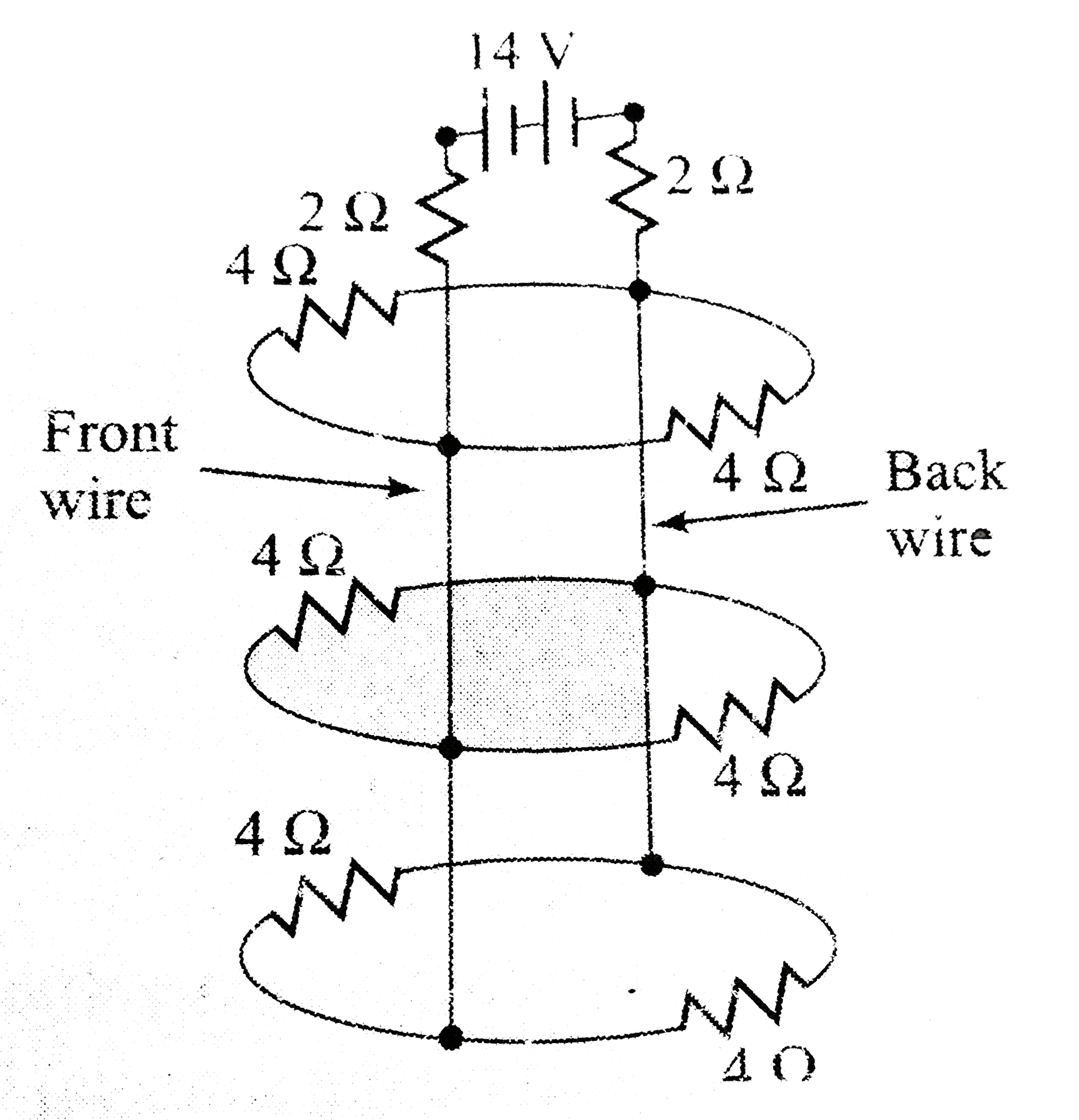 Determine the currents I1, I2, and I3 for the network shown below      a. I1 = ………., b. I2 = …………. , c. I3 = …………….