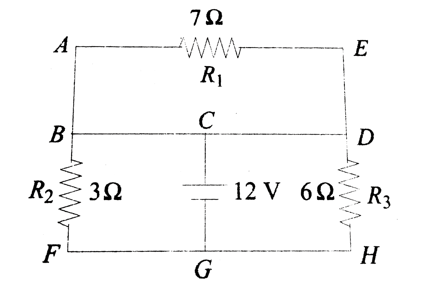 A single battery is connected to three resistances as shown in fig. 5.316