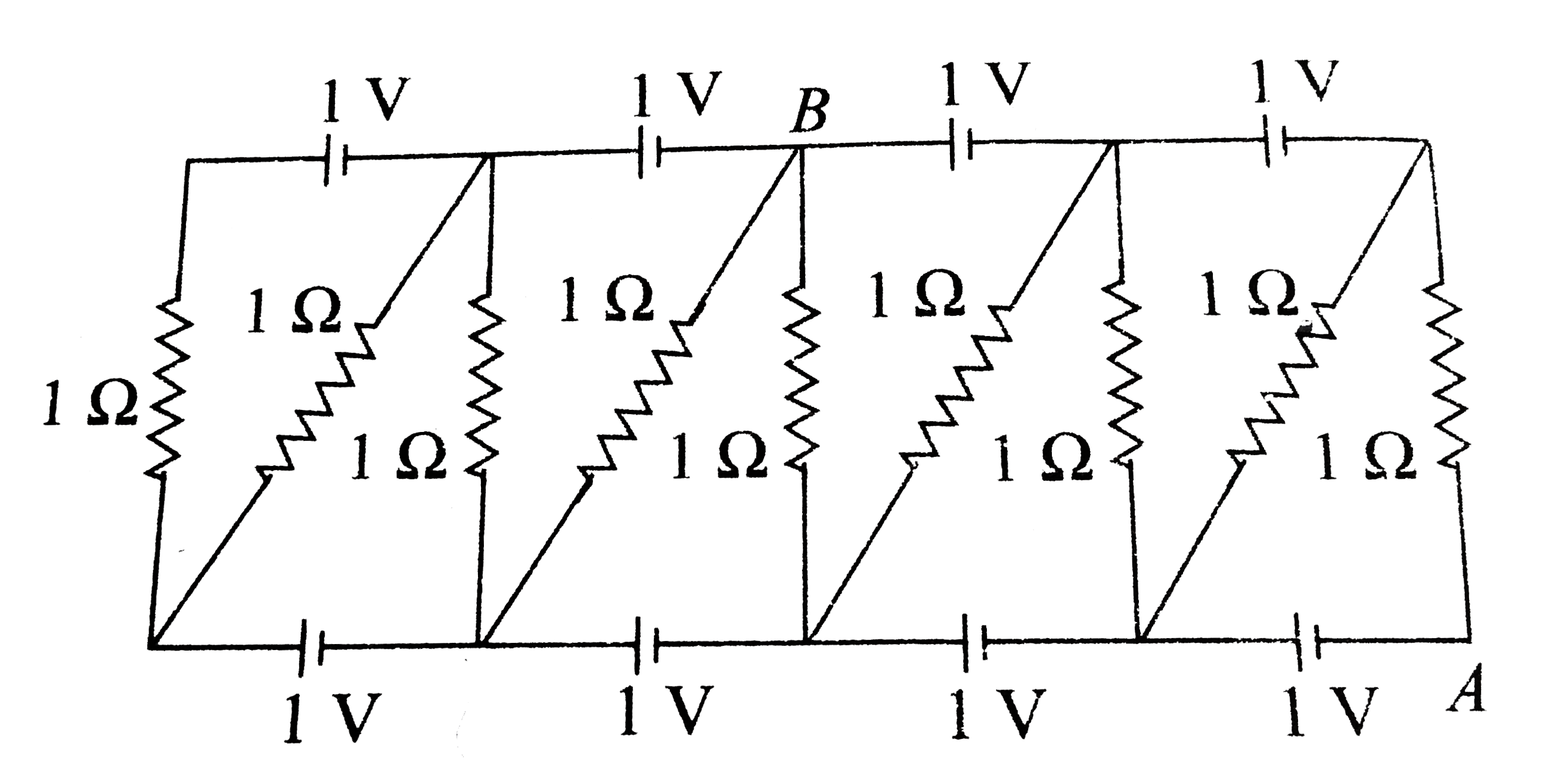 The potential difference VA - VB for the circuit shown in fig. is. -(22//x)V. find the value of x.