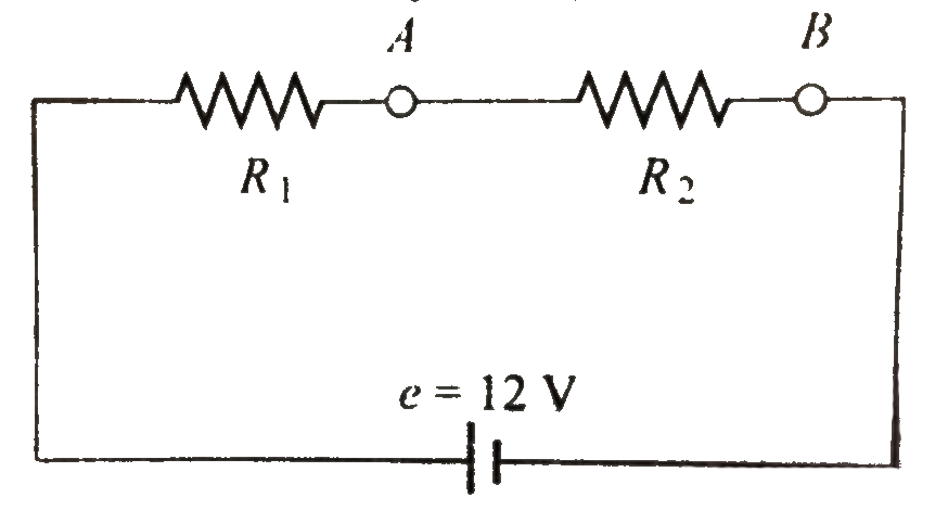 When an ammeter of negligible internal resistance is inserted in series with circuit, it reads 1 A. When a voltmeter of very large resistance is connected across R(1), it reads 3 V. But when the points A and B are short-circuited by a conducting wire, then the voltmetre measures 10.5 V across the battery. The internal resistance of the battery is equal to
