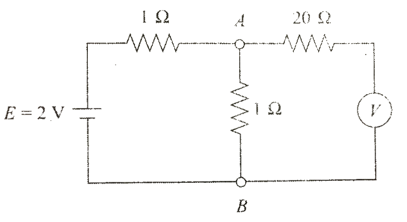 In the given circuit, the voltmeter and the electric cell are ideal. Find the reading of the voltmetre