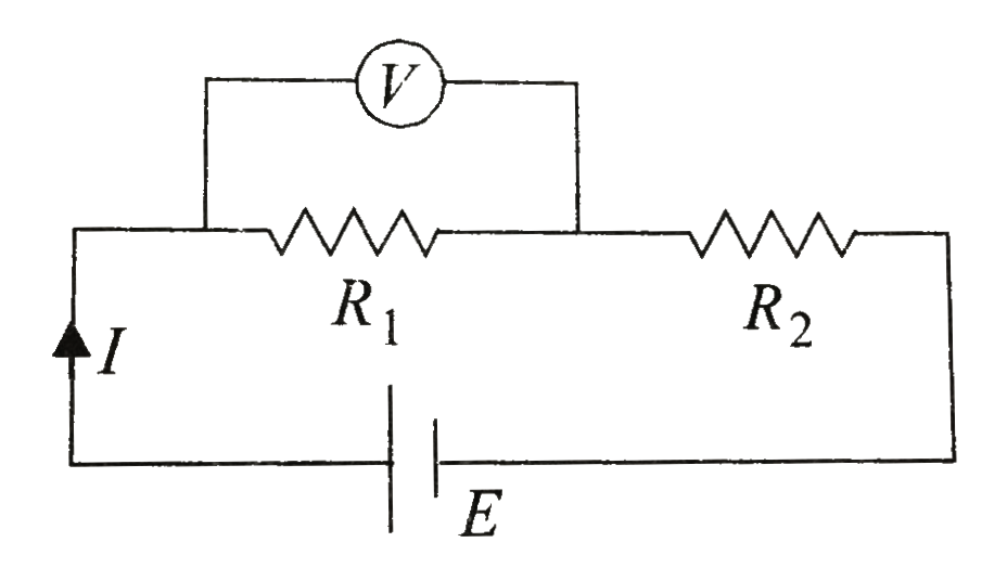 In Fig.6.66, voltmeter is not ideal. If the voltmeter is removed from R(1) and then put across R(2), what will be the effect on current I? Given   R(1) gt R(2).