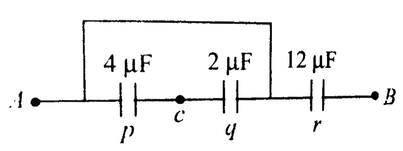 Find the equivalent capacitance between C and B.