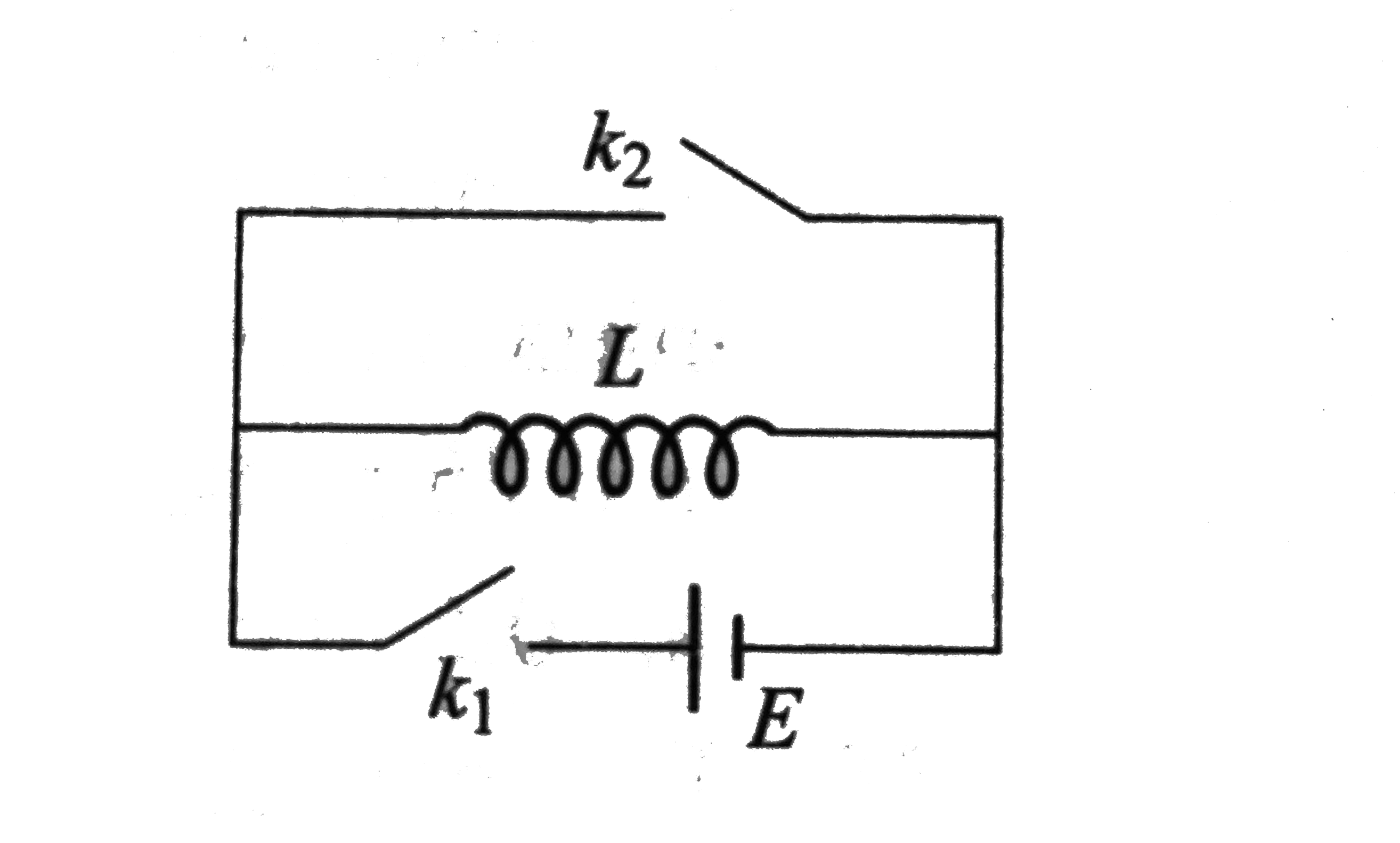 In the circuit shows in Fig. switch k(2) is open and switch k(1) is closed at t = 0. At time t = t(0), switch k(1) is opened and switch k(2) is simultaneosuly closed. The variation of inductor current with time is