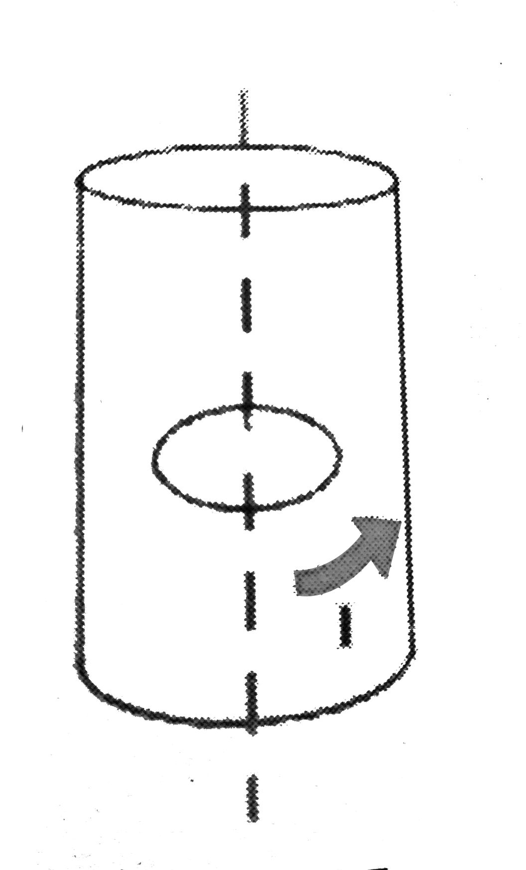 A long circular tube of length 10 m and radius 0.3 m carries a current I along its curved surface as shows in Fig. A wire-loop of resistance 0.005 Omega and of radius 0.1 m is placed inside the tube with its axis coincding with the axis of the tube. The current varies as = I = I(0) cos(300 t) where I(0) is constant. If the magnetic moment of the loop is Nmu(0)I(0) sin (300t), then N is